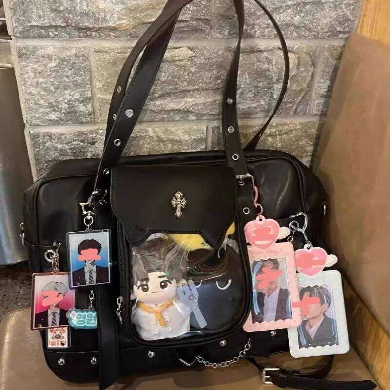 Harajuku Black Ita Bags Backpack Women Sweet Cool Transparent Large Capacity Handbag Ladies Japanese Y2k Backpacks Chic Bolsas