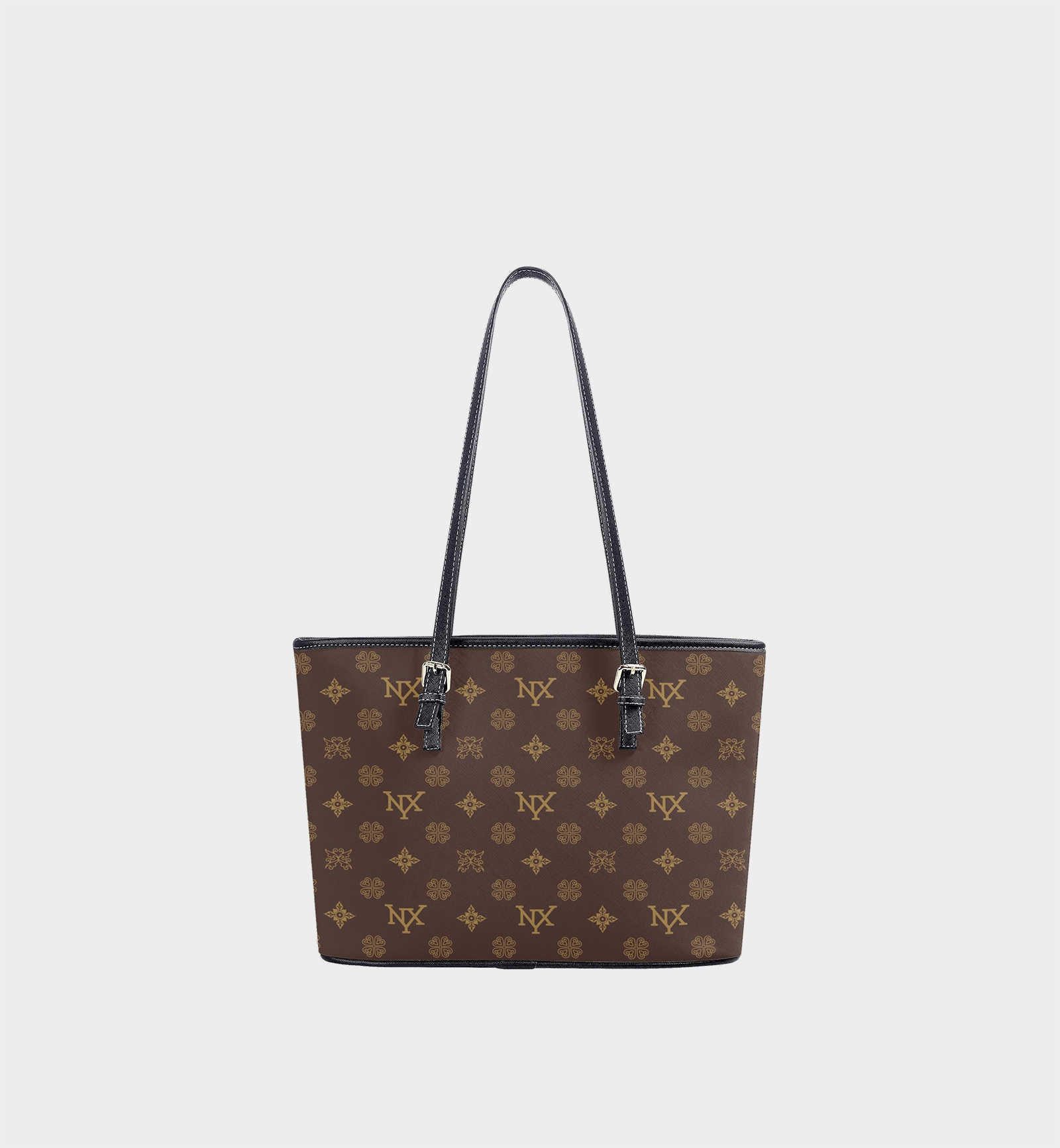 NXY Chic Women's NXY Monogram PU Tote Bag Classic Pattern Large Capacity Shopping Bag Litchi Texture 2 Sizes Adjustable Strap Daily Bag