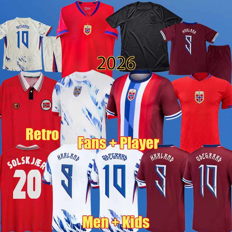 2026 Norway World Cup Soccer Jersey Men Kids Haalands Odegaard STRAND sorloth BERG NUSA 24 25 26 SOLSKJAER 1998 2000 Vintage Norway Retro Football shirt kits