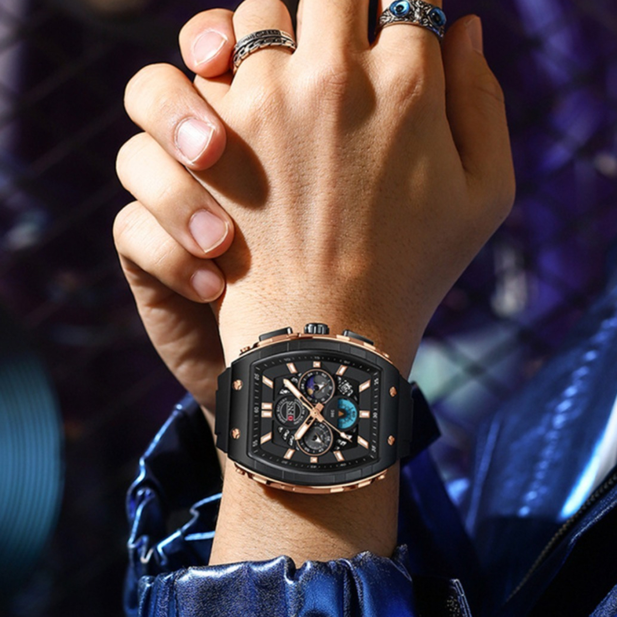 2026 Luxury Watch Men Anti-scratch Tonneau Waterproof Multi-Function Watch Trendy Calendar 3-eyes 6-pin Watch Original Watch Design Watch Factory Dire