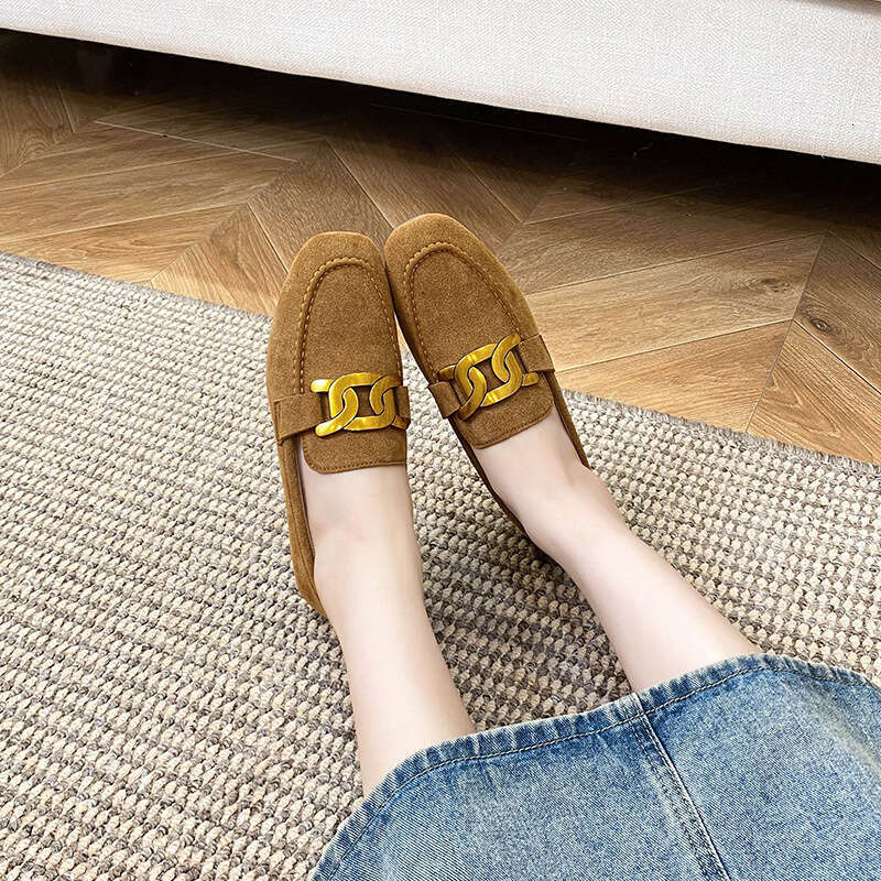 Leather Loafers for Women 2025 Autumn New Metal Buckle Height-Increasing Slip-On Shoes Large Size Free Shipping - view 4