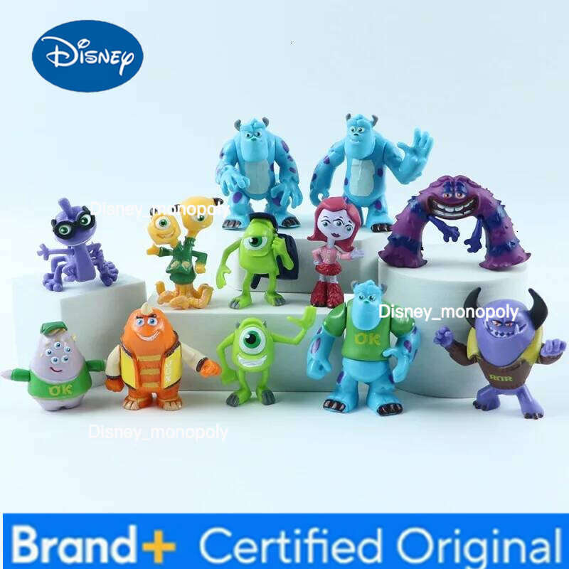 Disney 12pcs/set Anime Pixar Movie Monsters University Action Figures Sulley Mike Wazowski PVC Model Set Toys for Children Gifts H260105
