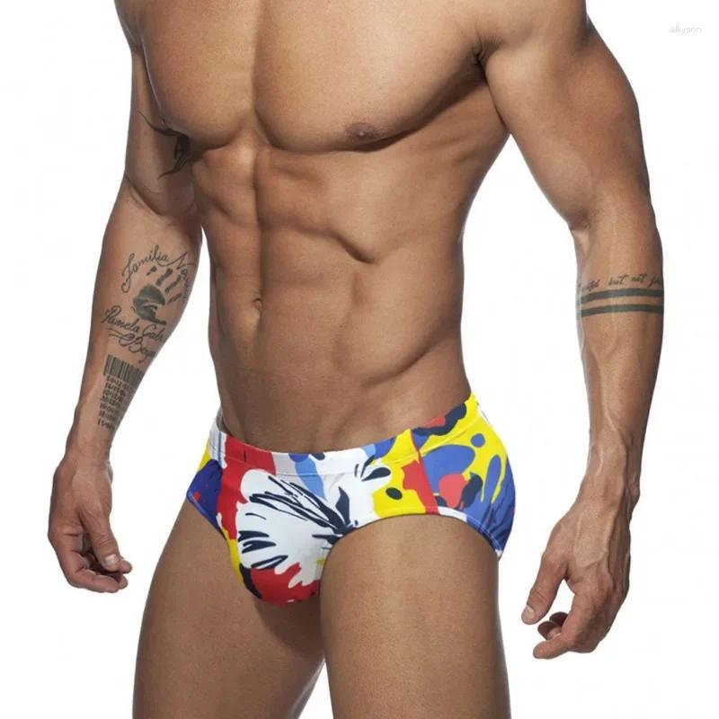 Men's Swimwear Men Artistic Printing Swimming Trunks Briefs Bikini Board Surf Shorts Boxer Swimsuits Waterproof Beach Sports Underwear Z260314
