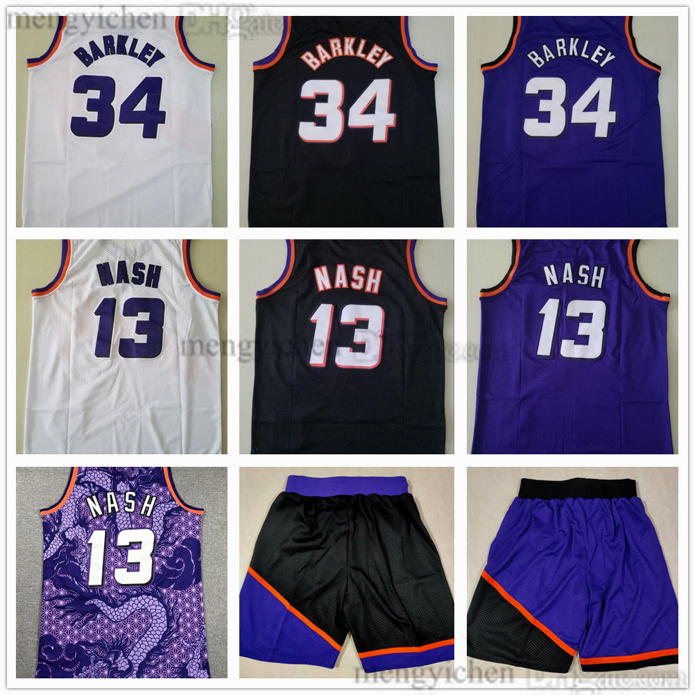 Stitched Retro Basketball Jerseys Steve Nash 13 Charles Barkley 34 Vintage Men's Youth All Stitched