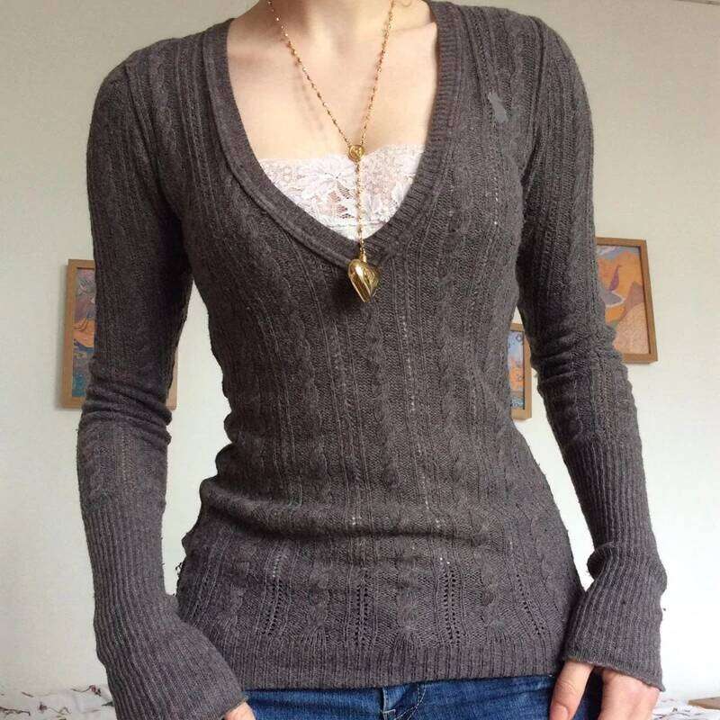 Y2K Lace Trim Long Sleeve Tee Fairy Coquette Kawaii Sweater 00s Vintage Women Slim Fit Aesthetic Pullovers Korean Streetwear