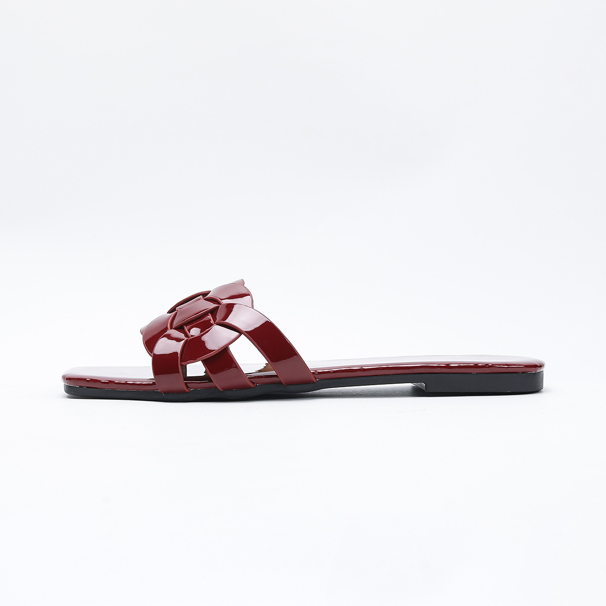 Cross-border new style summer outerwear fashionable woven pointed-toe rubber-soled anti-slip open-toe flip-flops Free shipping