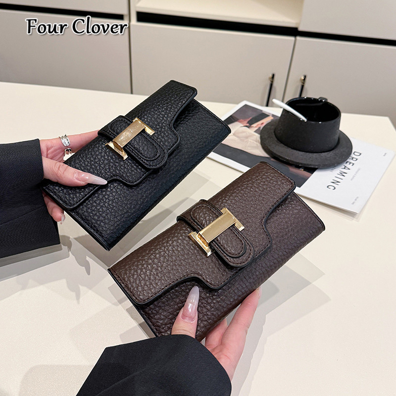 Multi-functional long wallet, new women's printed money clip, tri-fold multi-card holder card case, retro luxury wallet, essential commuter men&#