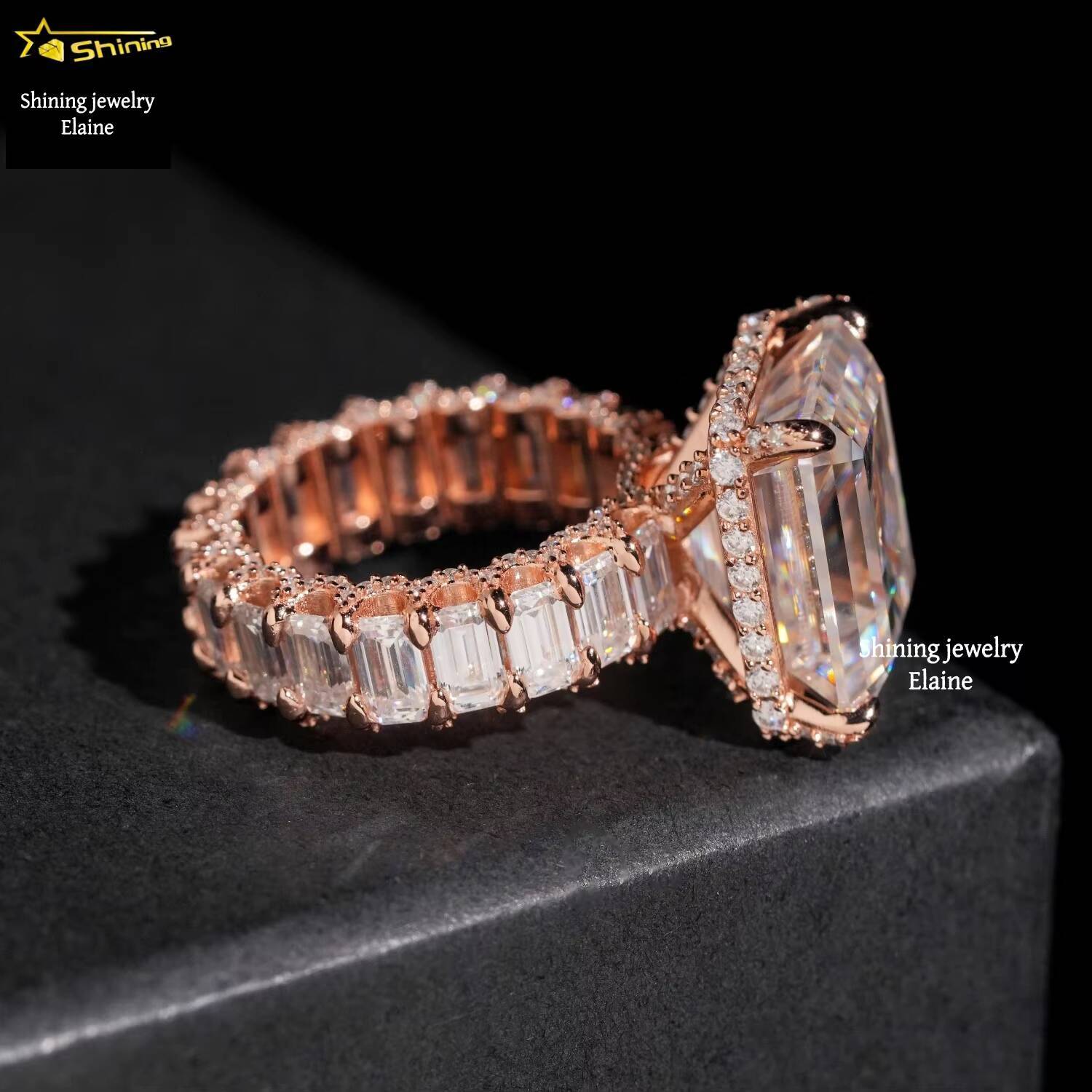 Fashion Jewelry Pass Diamond Tester 925 Sterling Silver D Color VVS Moissanite Hip Hop Custom Iced Out Cross Ring