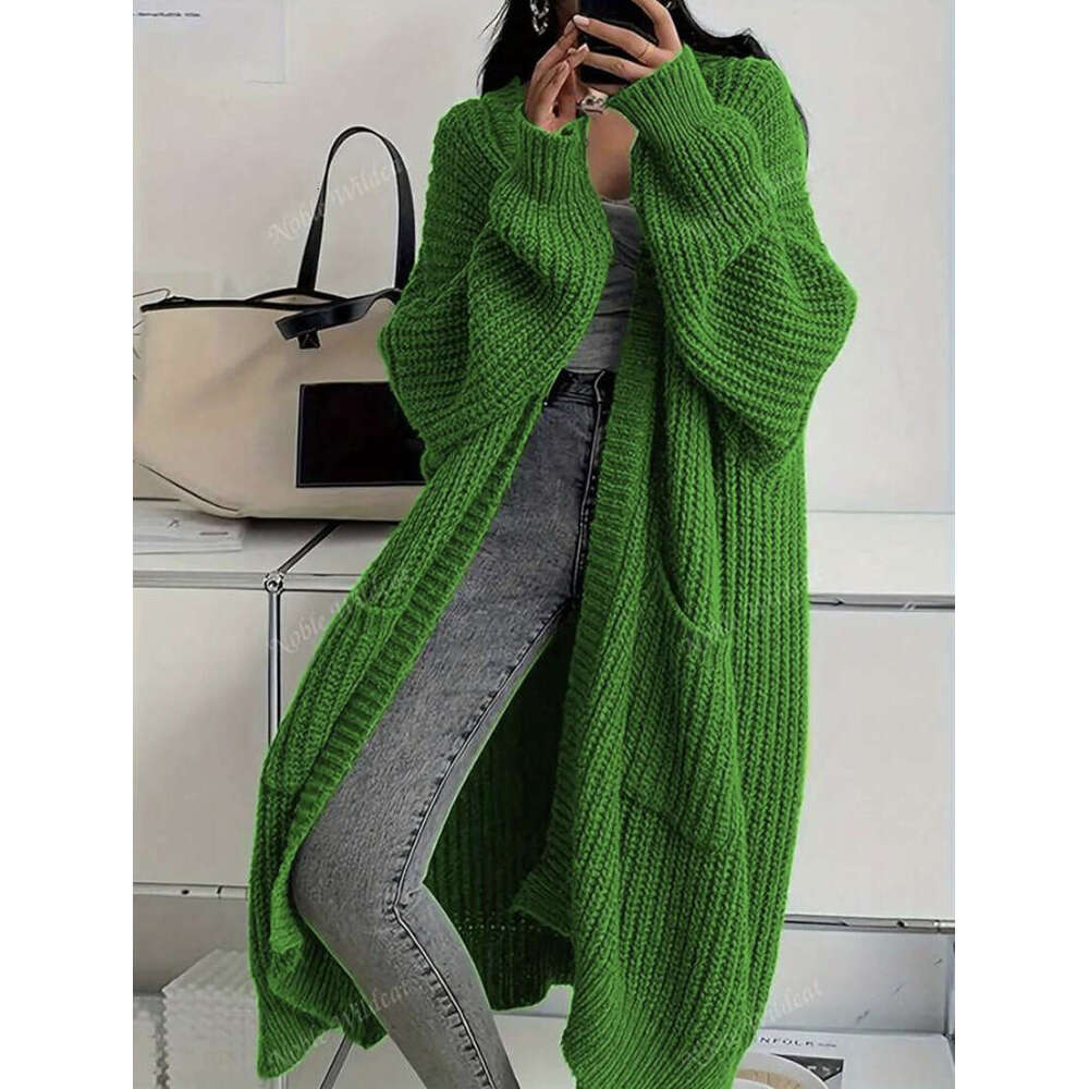 Women's Sweater Cardigan | Korean Elegant Over-the-Knee Loose Thick Knitted Coat | Autumn Winter Casual Daily Wear