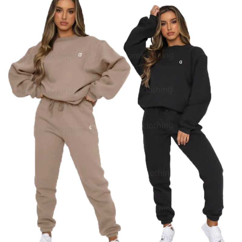 Women Sporty Fiess Alonessitys set Tracksuit Letters Print Sleeve Bandage Tops and Skinny Long Sweat Pants Matching Sets Club Outfit Alosuit