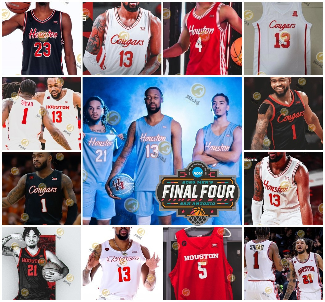 Jamal Shead 2025 FINALFOUR XII HoustonCougars Basketball jersey Damyean Dotson Otis Birdsong Quentin Grimes Marcus Sasser Jarace Walker Stitched Custom Jerseys