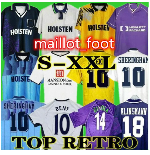 1990 1998 1991 1982 Retro Klinsmann GASCOIGNE ANDERTON SHERINGHAM Ginola BALE Ferdinand Centenary 92 93 94 MODRID soccer jersey