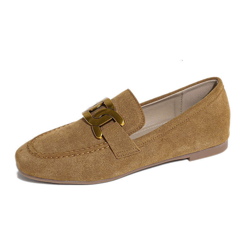 Leather Loafers for Women 2025 Autumn New Metal Buckle Height-Increasing Slip-On Shoes Large Size Free Shipping - view 6
