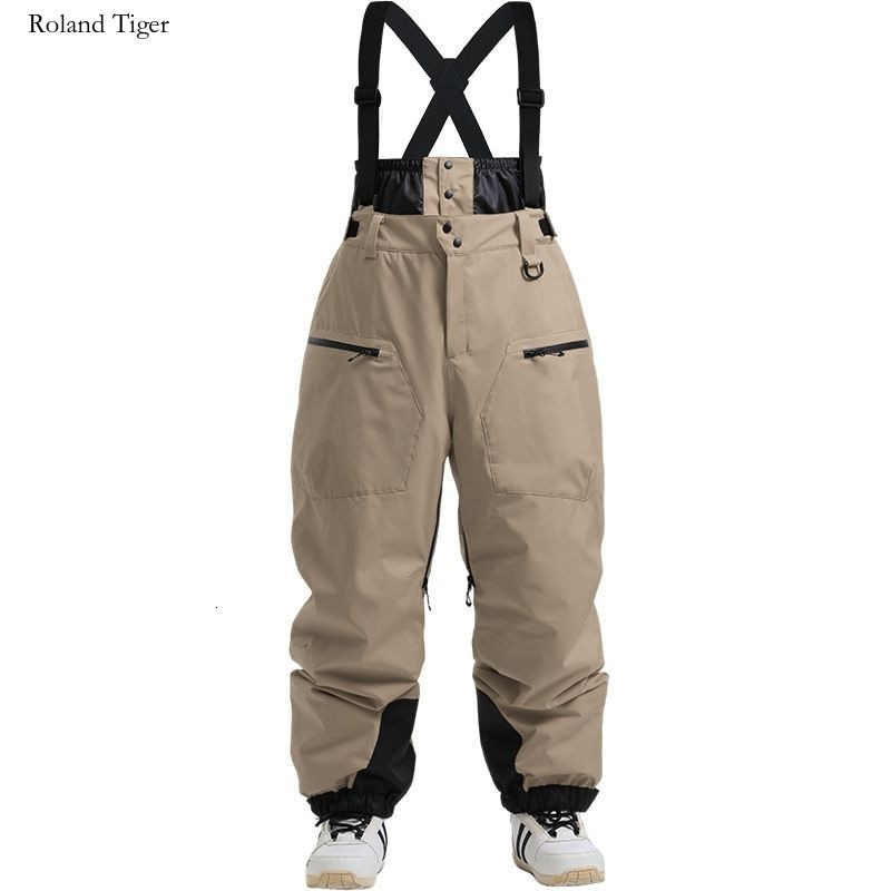 Roland Tiger New Outdoor Padded Thickened Men's Snowboard Pants Waterproof Cold-Proof Women's Breathable Snowboard Professional Ski Pants