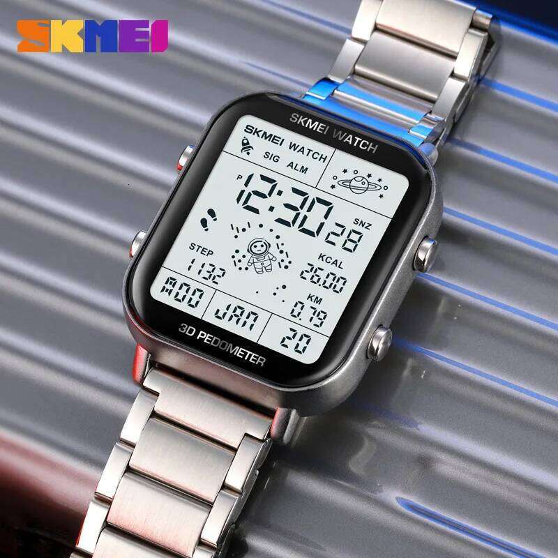 SKMEI Fashion Men's Watch Back Light Display Sport Multifunctional Square Electronic Watches LED Digital reloj hombre 26N0105