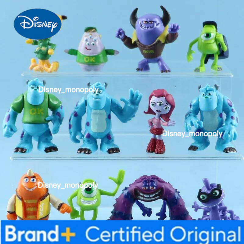 Disney 12pcs/set Anime Pixar Movie Monsters University Action Figures Sulley Mike Wazowski PVC Model Set Toys for Children Gifts H260105