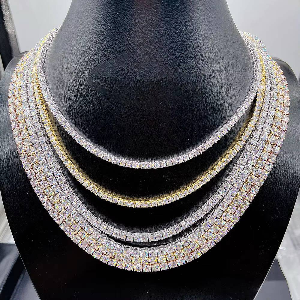 Zuanfa Hip Hop Jewelry 3mm 4mm 5mm 18K Gold Iced Diamond Necklace/Bracelet Bling Moissanite Tennis Chain
