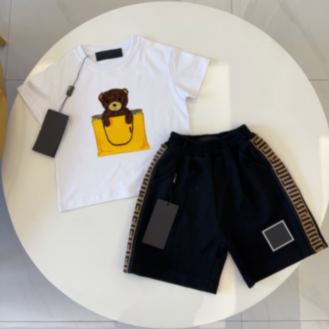 kid t shirt set kids clothes bear print 2 pics baby set girl boy tshirt fasion summer child Tee Short Sleeved Sports School uniform outdoor partydress gift