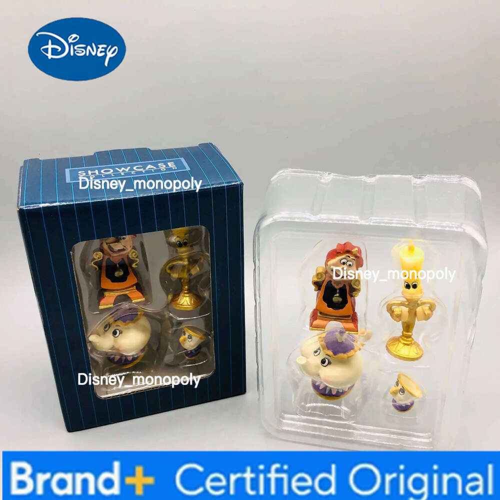 Disney 4Pcs/set Movie Beauty And The Beast Cogsworth Mr Clock Miniature Collectible Decoration Figurine Fashion Toys Model Gifts H260105
