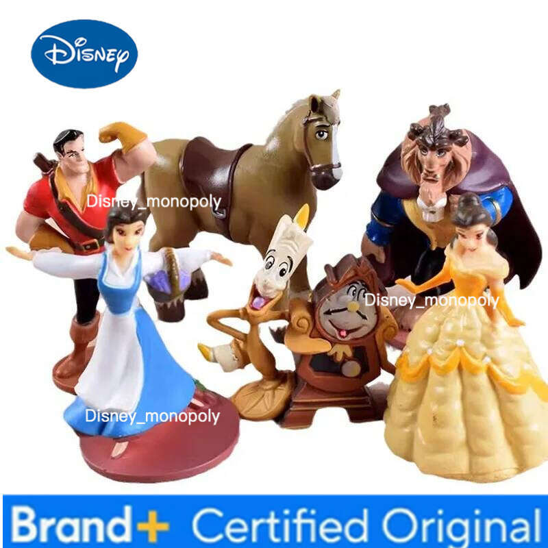Disney 6pcs/set Beauty And The Beast Cute Cartoon Action Figure Tide Play Model Ornament Collection Belle Princess Desktop Decor H260105 H260105