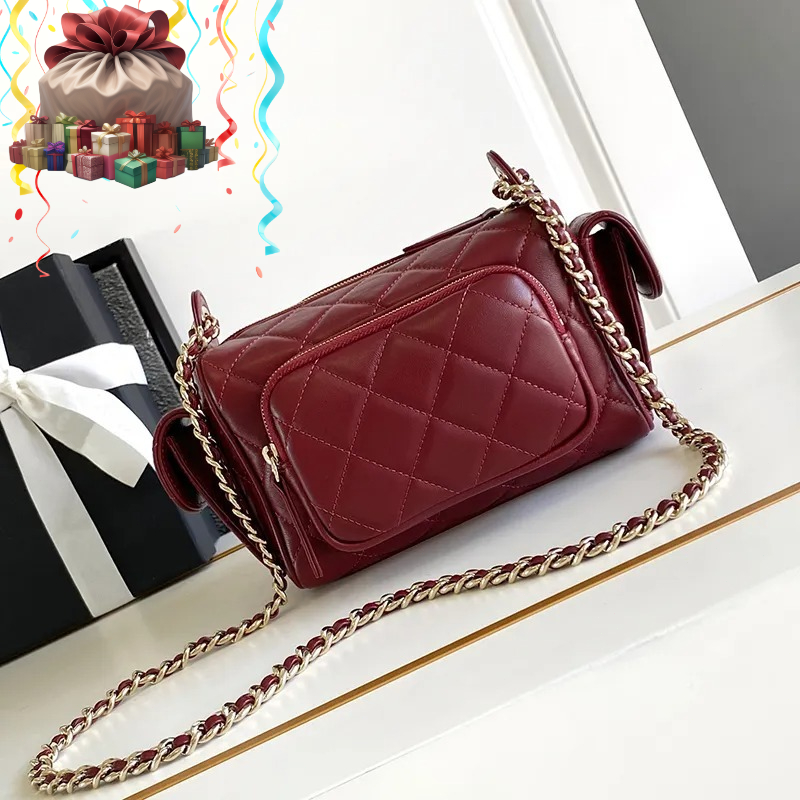 Top Mirror Quality Designer Small Camera bag with Chain Luxury Lambskin Crossbody bags Shoulder bag 23cm with Box C654