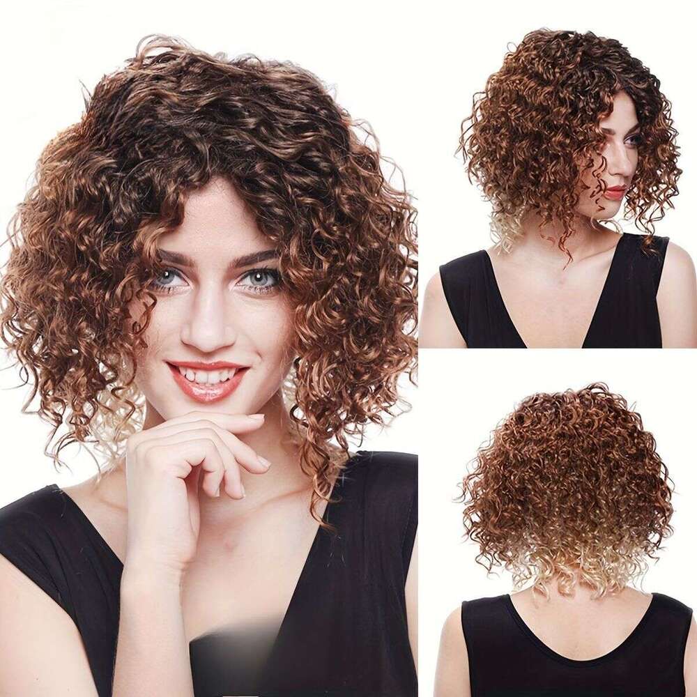 Women's Fashion Explosive European And American Style Fluffy Afro Small Curly Short Synthetic Hair Wig SHXI