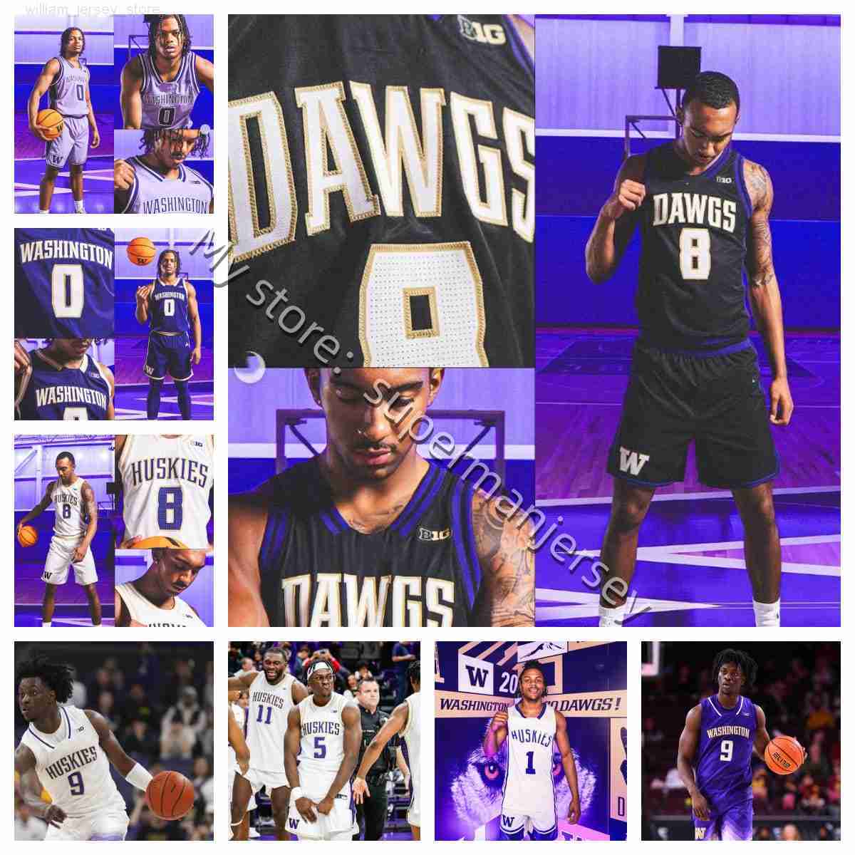 2025-26 Washingtons Huskies College basketball Jersey Claude Diallo Dzepina Kepnang Mandaquit Muldrew Nitu Ognacevic Peterson Rencher Roy Traore Steinbach