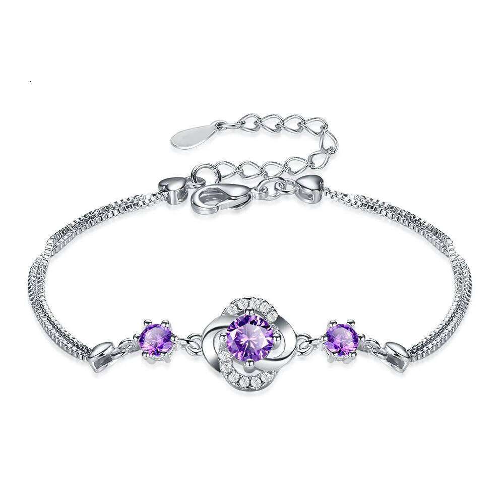 925 Sterling Silver Four Leaf Clover Flower Bracelet Ladies Fashion Simple Birthday Wedding Anniversary Jewelry Gift