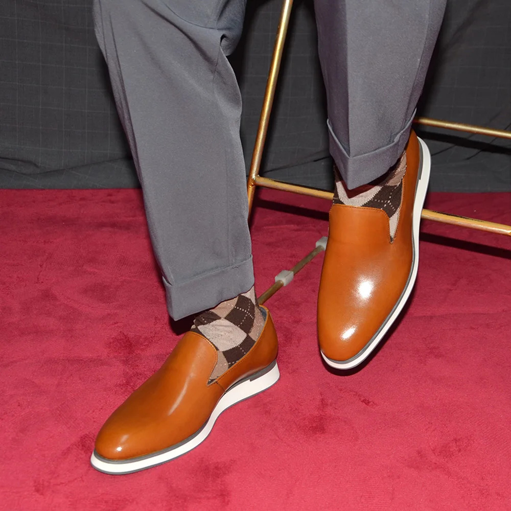 Classic Mens Solid Whole Cut Genuine Leather SlipOn Loafers Casual Dress Shoes y Office Social Business Sneakers Man 260104