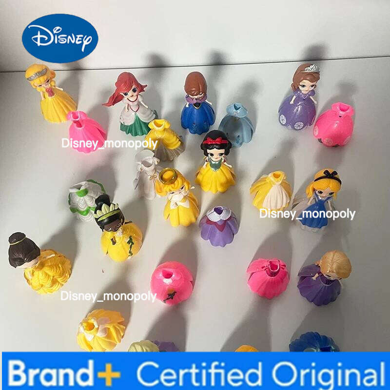 Disney Hot 24pcs Girls Princess Toys Mermaid Alice Cinderella Clothes Dress Changing DIY Action Figure Toy Girl Gift H260105