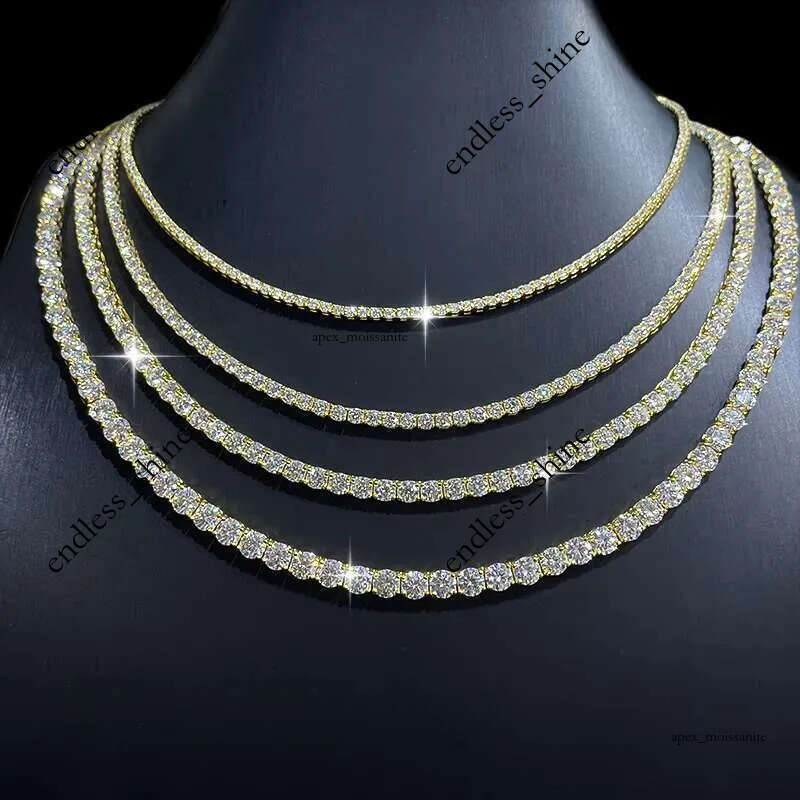 Pass Diamond Tester with GRA 925 Silver Ice Out Necklace Vvs D Color Moissanite Tennis Chain for Men