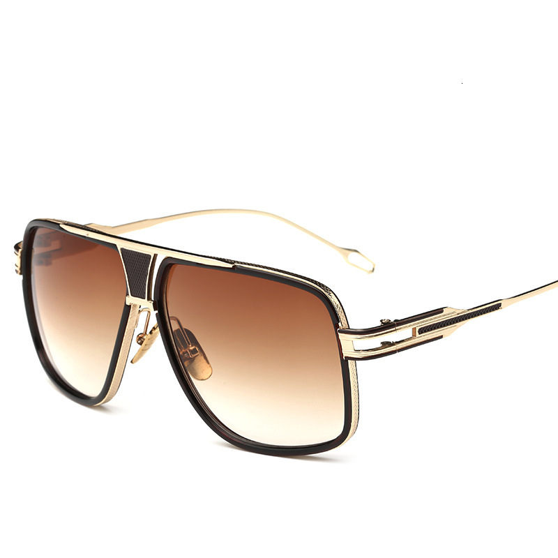 2025 Designer Trendy Men's Sunglasses Fashionable Luxury Metal Women's Large Frame Couple Pilot Sunglasses Vintage Sunglasses Round Face Sun