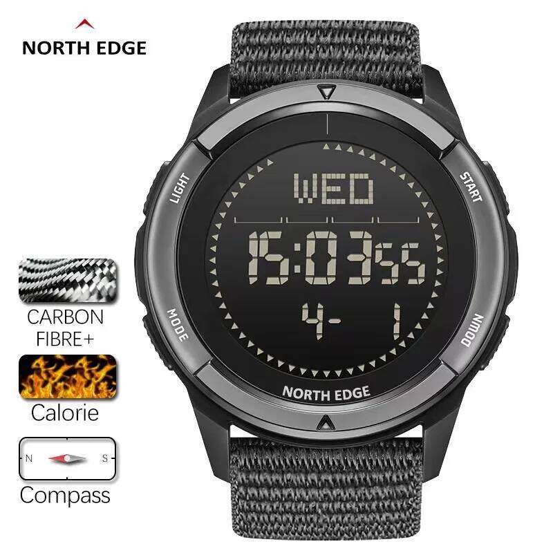 Outdoor Sports Mountaineering Swimming Step Meter Metronome Compass Student Waterproof Electronic Watch Carbon Fiber 26N0105