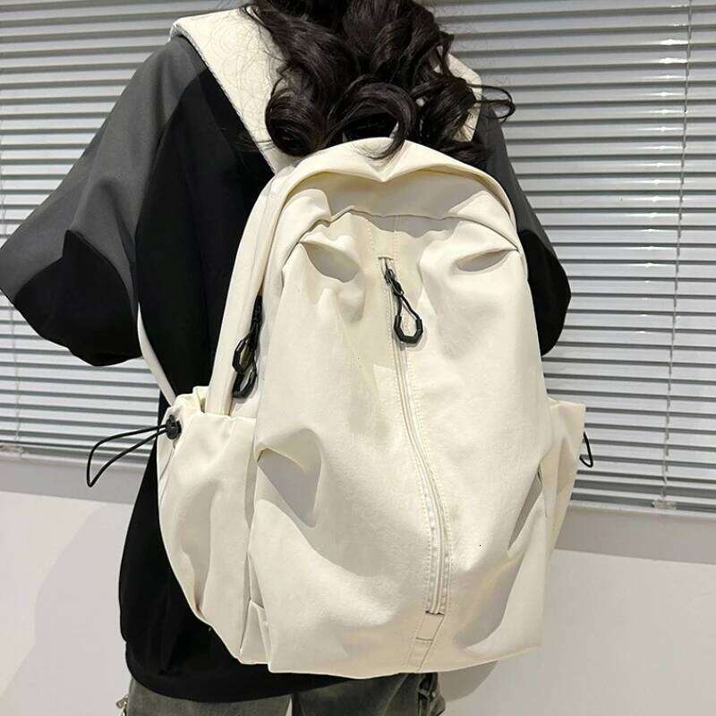 New Waterproof Nylon Unisex Backpack 15.6 Inch Laptop Backpacks Women Travel Bookbag Solid Color School Bag for Teenage Girls