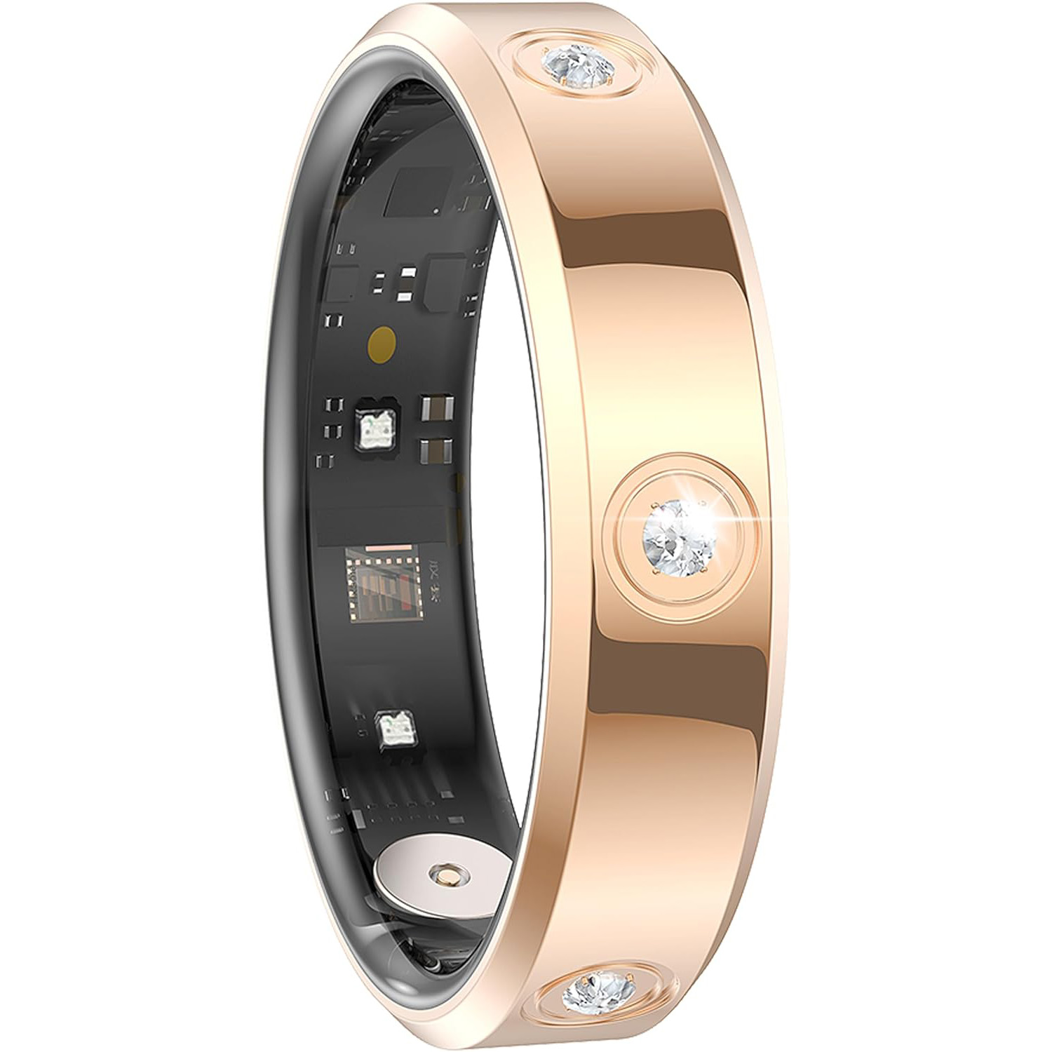 HR01 Smart Ring for Women Fitness Ring Health Ring with Diamonds Fitness Tracker with Heart Rate Sleep Monitor No Subscription Fee for Android iOS