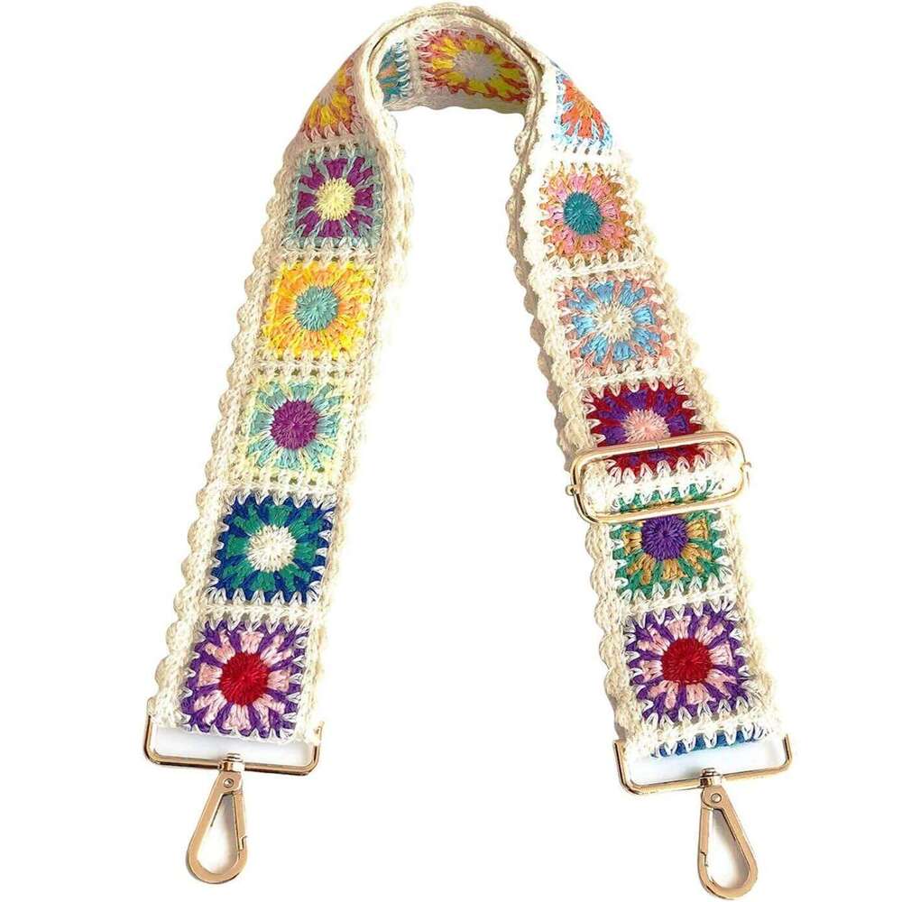 Crochet Flower Purse Straps Replacement Crossbody for Handbags Women Guitar 2 inch Wide Adjustable Bag Strap