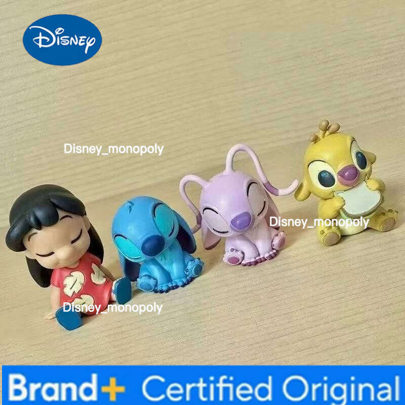Disney 4pcs Lilo Angel Action Toys Ute Reuben Stitch Anime Figure Collectible Model Ornament Kids Toy Birthday Gift H260105