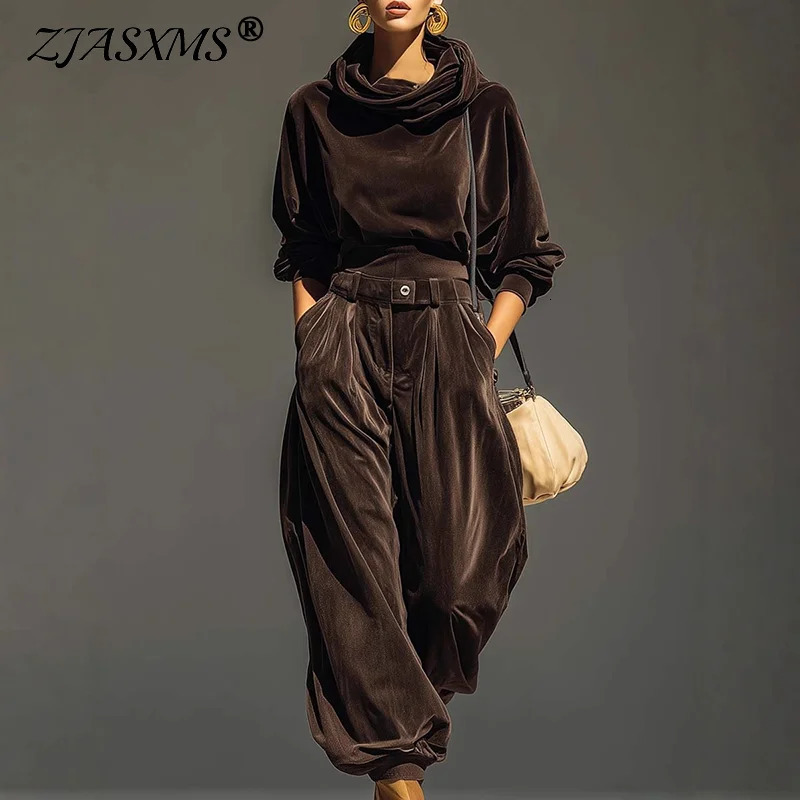 Autumn Winter Solid Soft Velvet Hoodie Sweatshirt Set Women Fashion Long Sleeve Hooded Top And Pant Sets Casual 2pcs Outfit Suit 251225