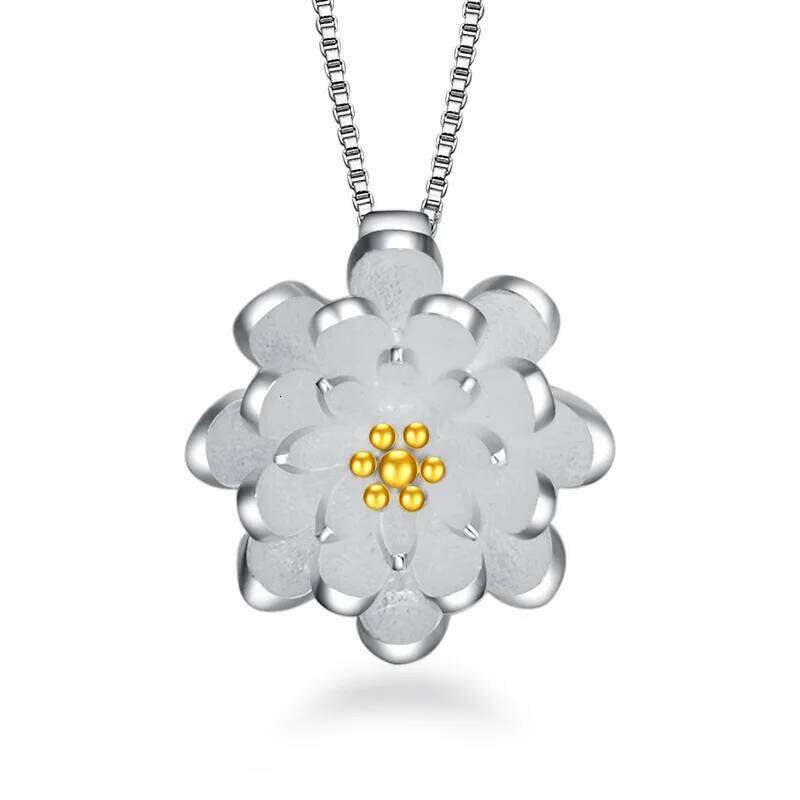925 Sterling Silver Necklace Sweet Lotus Pendant Ladies Fashion Simple Birthday Party Wedding Anniversary Jewelry Gift