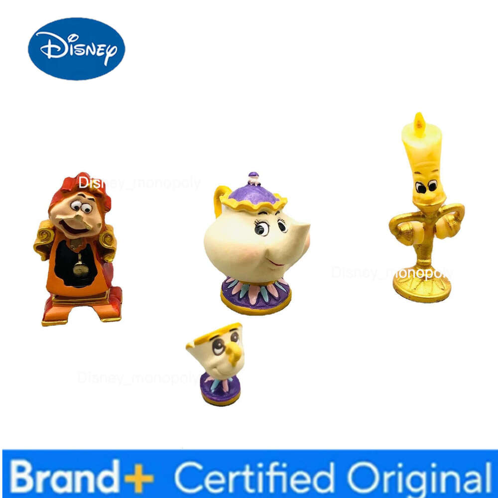 Disney 4Pcs/set Movie Beauty And The Beast Cogsworth Mr Clock Miniature Collectible Decoration Figurine Fashion Toys Model Gifts H260105