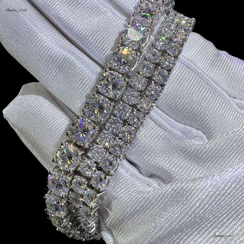 Mossanite VVS Chain 3mm 4mm 5mm Solid Sier Tester Passed Round Brilliant Cut Moissanite Tennis Bracelet