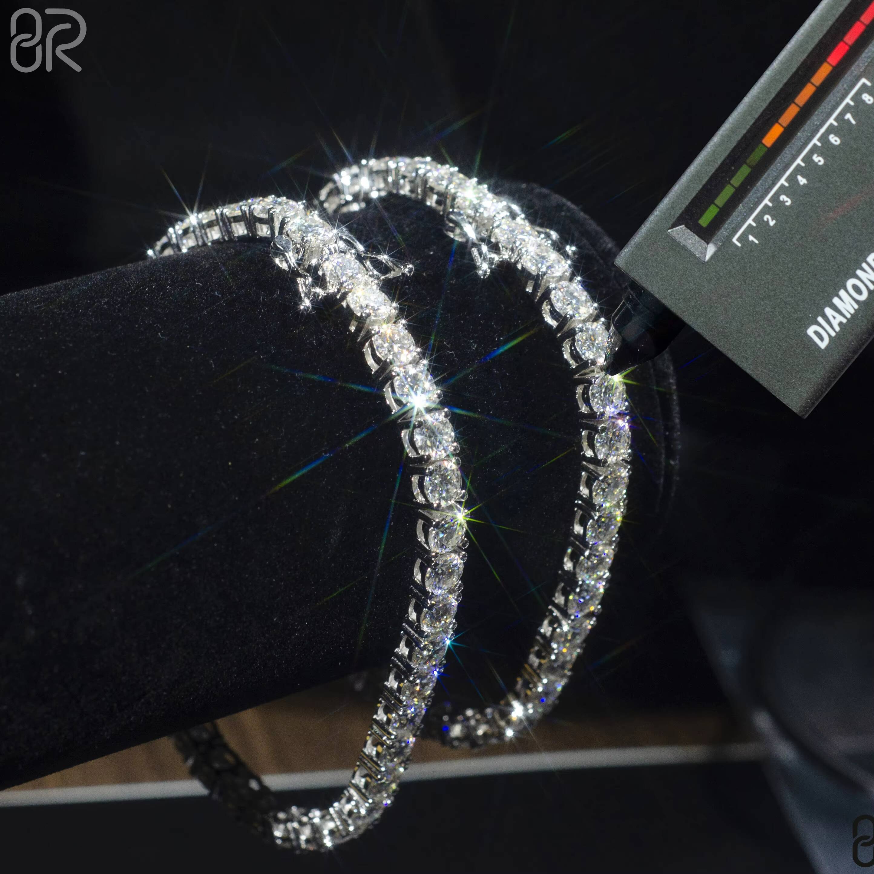 Fast Delivery Vvs Moissanite Tennis Chain Necklace Hip Hop Style Round Brilliant Cut Diamond 925 Silver Necklace Fine Jewelry