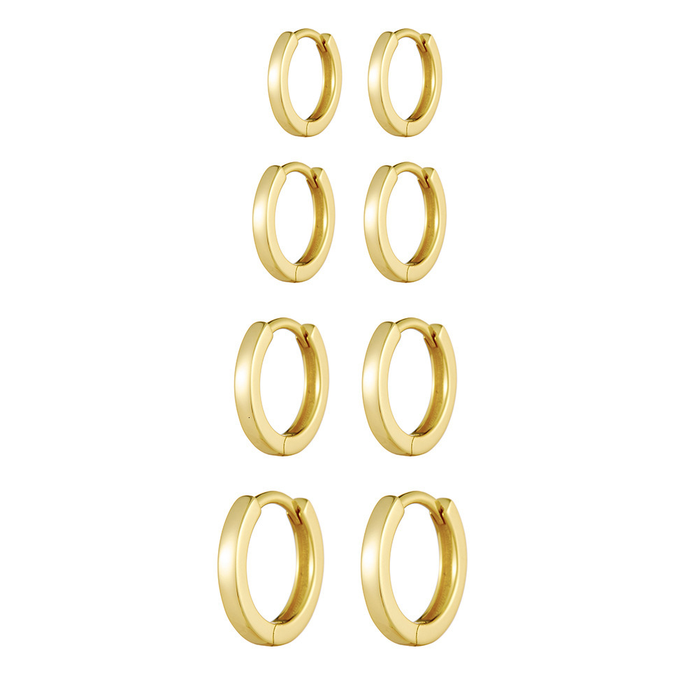 European and American Cross-Border Simple Texture Circle S925 Sterling Silver Personality Smooth Stacking Versatile Earrings Jewelry