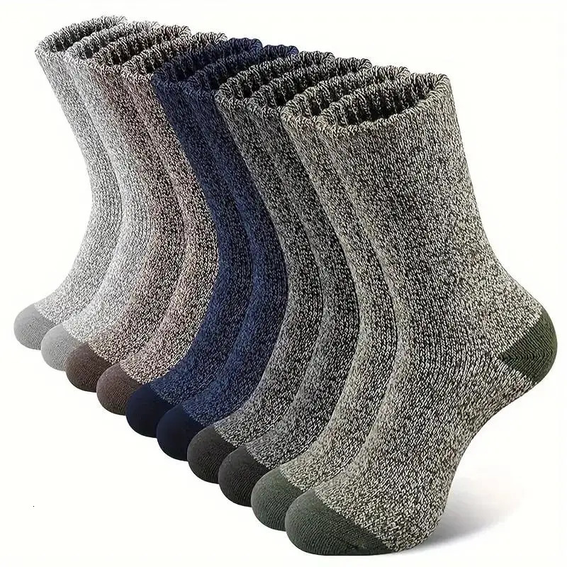 5 Pairs Merino Wool MidCalf Socks for Men And Women Winter Thermal Thickened Lined Outdoor Sports Towel Sock For Hiking Camping 251231