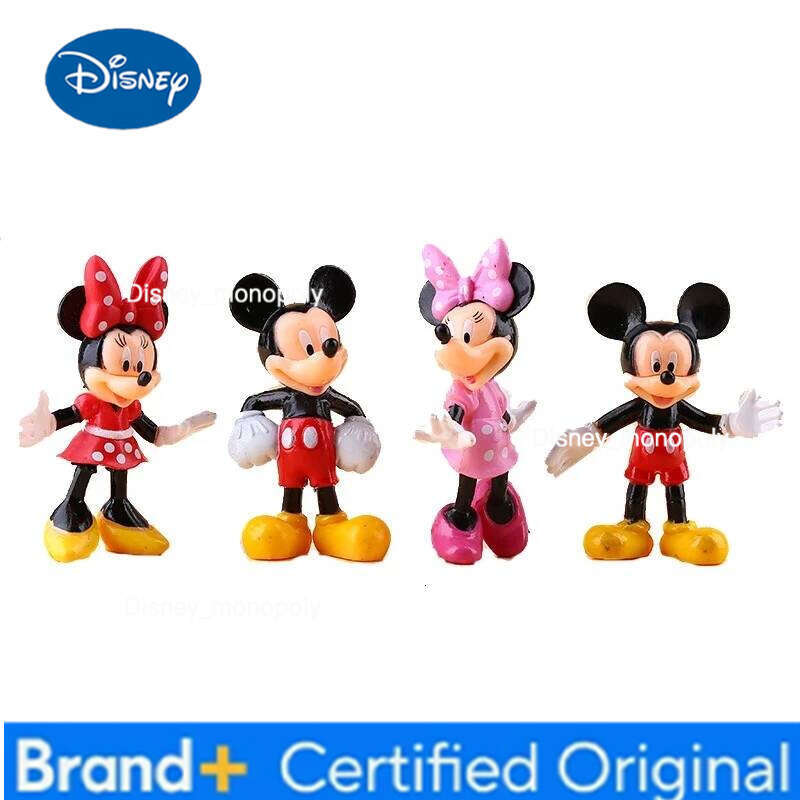 Disney Anime 4pcs/set MICKEYs & Minnie Mouse Cartoon pvc action figure doll Children toys for kids H260105