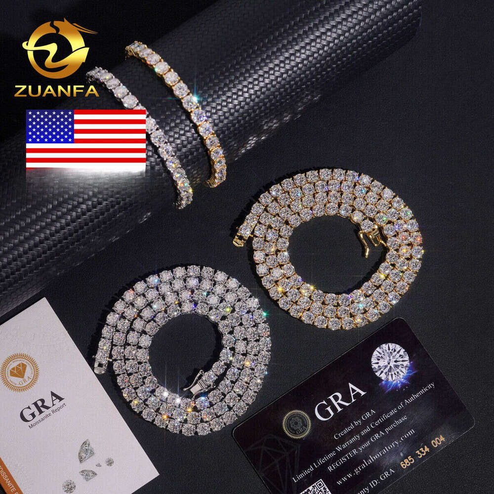 Local Fast Shipping High-Quality GRA Certificate Hip-Hop Sier 5mm VVS Silicon Stone Tennis Chain