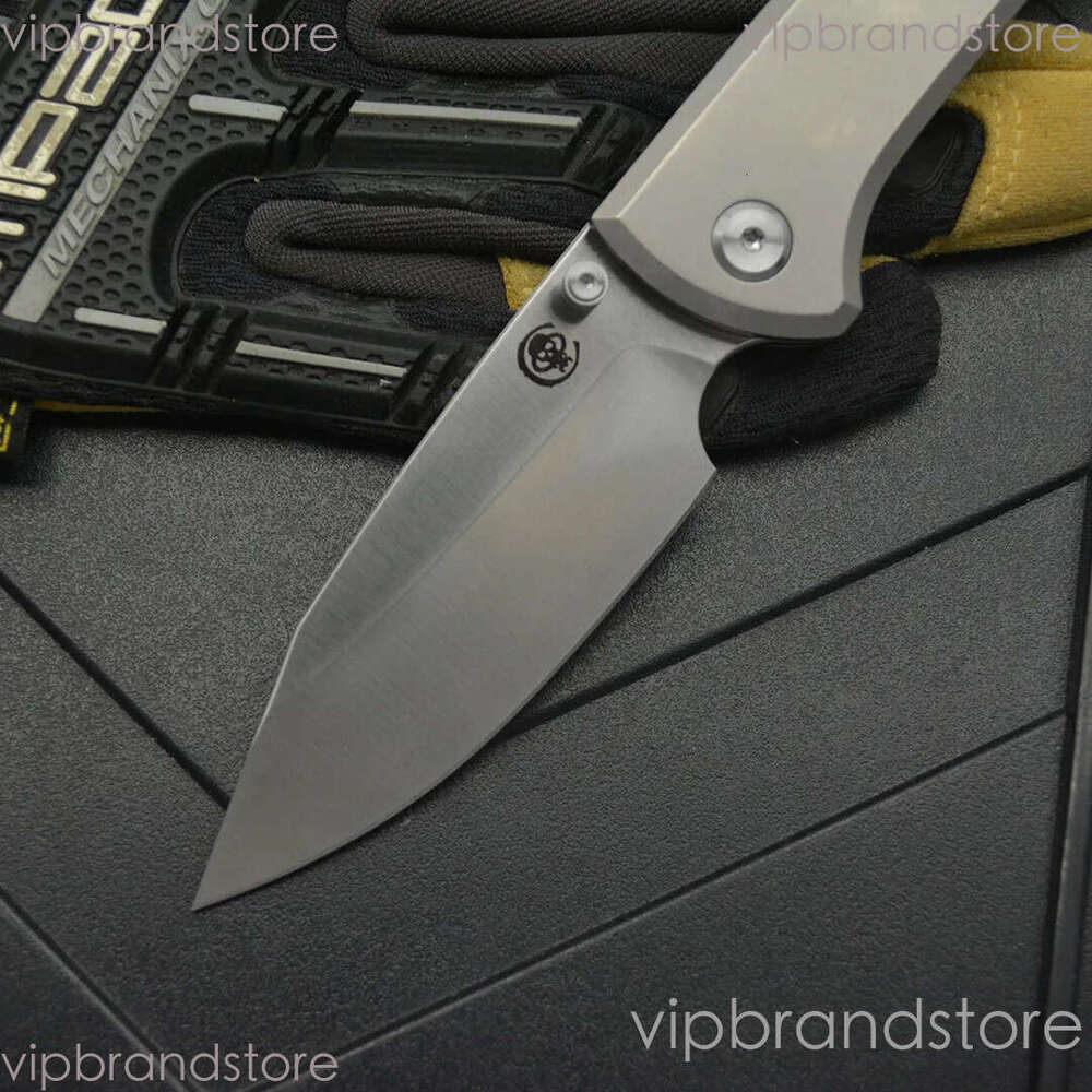 2Models Limited Edition Chaves Folding Knife 3.23 M390 Satin Clip Point fixed blade knife Blade, Titanium Handles