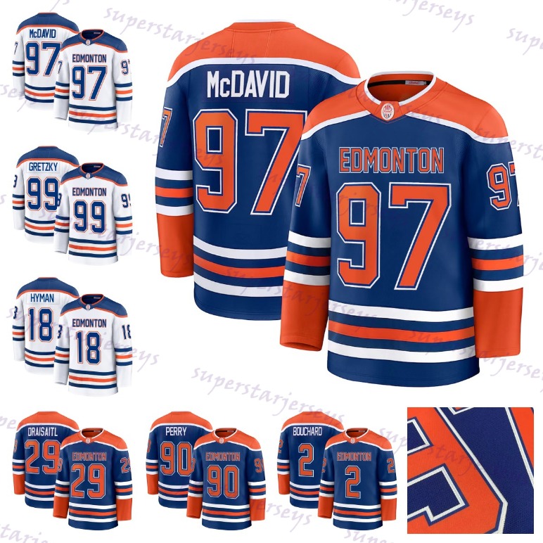 New 97 Connors McDavids Jersey Hockey Jersey 29 Leon Draisaitl Zach Hyman Ryan Nugent-Hopkins Bouchard Kane Stuart Skinner Wayne Gretzky Jerseys