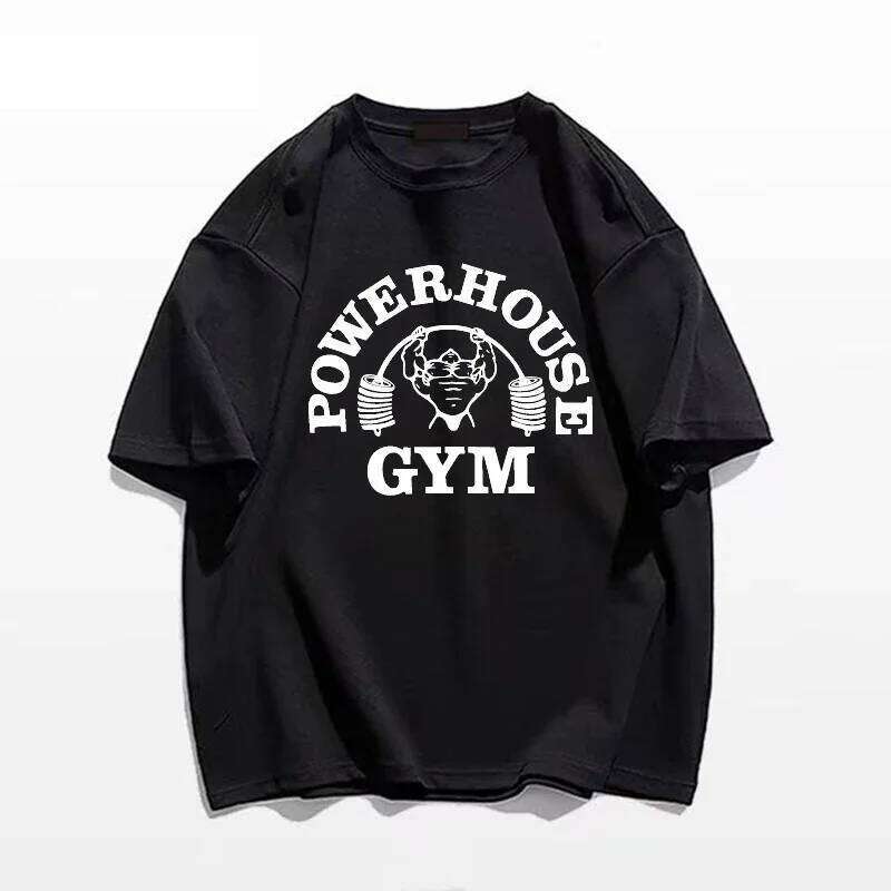 T Powerhouse Gym Print T-Shirts Spring Summer Daily Casual Loose Cotton Clothing Harajuku Letter Appliques Women Tees C260105