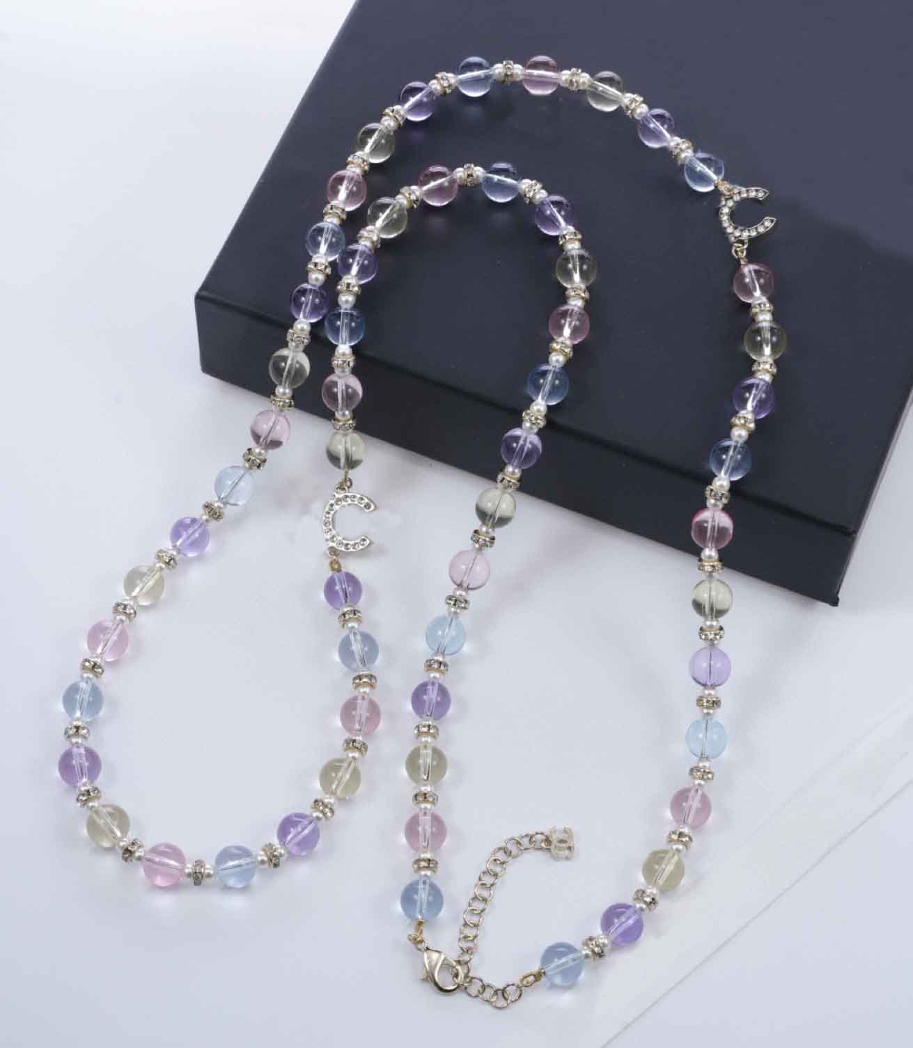2026 Luxury quality pendant necklace with colorful diamond and transparent design beads in 18k gold plated have stamp bracelet PS6227B